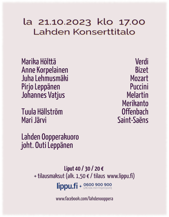 Tietoja Lahden Oopperan juhlakonsertista